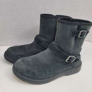 UGG AUSTRALIA GIRL BOOTS black leather upper size 3